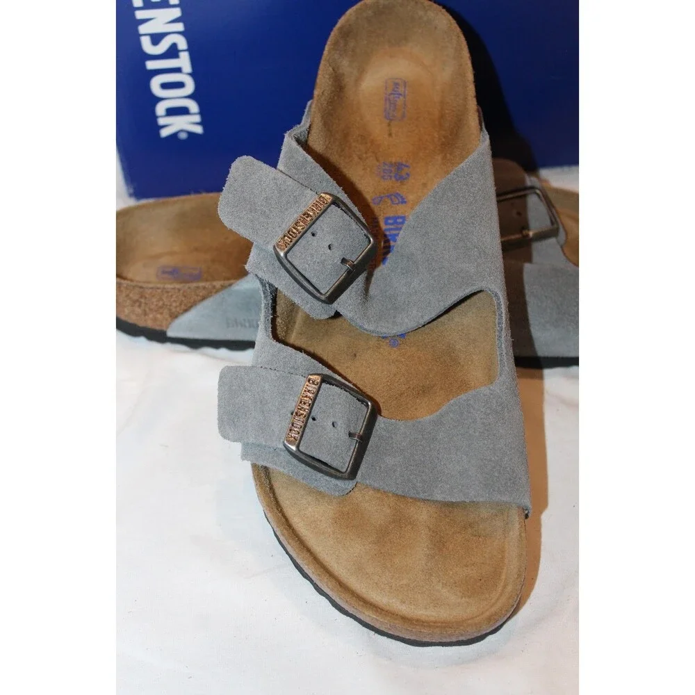 BIRKENSTOCK MEN'S ARIZONA BS LEATHER SANDALS GRAY NEW US 10 EU 43 REGULAR